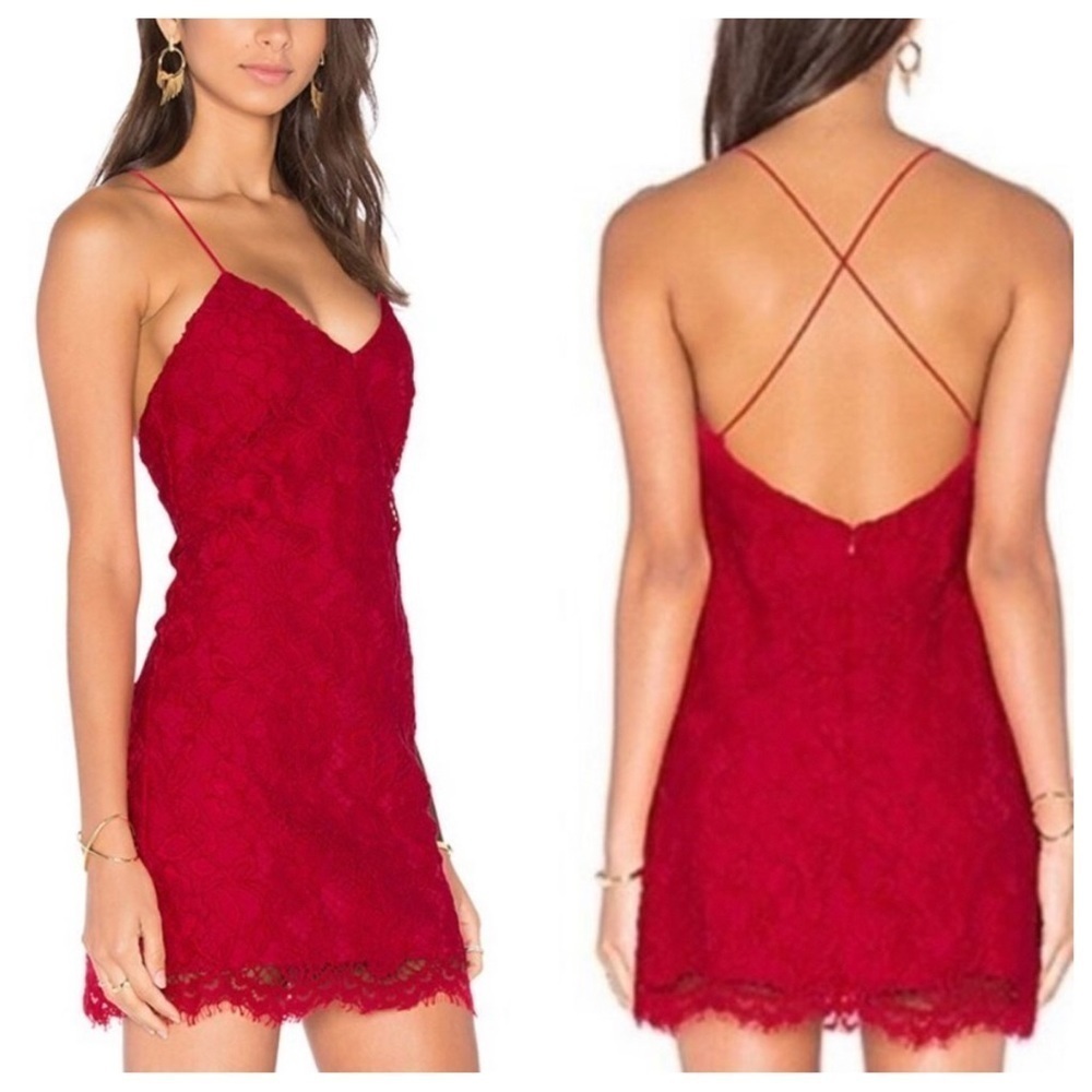 NBD Red Lace Mini Dress